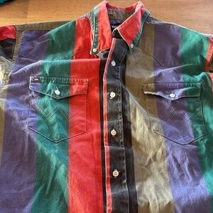Wrangler Vibrant Striped Shirt with Red and Green
